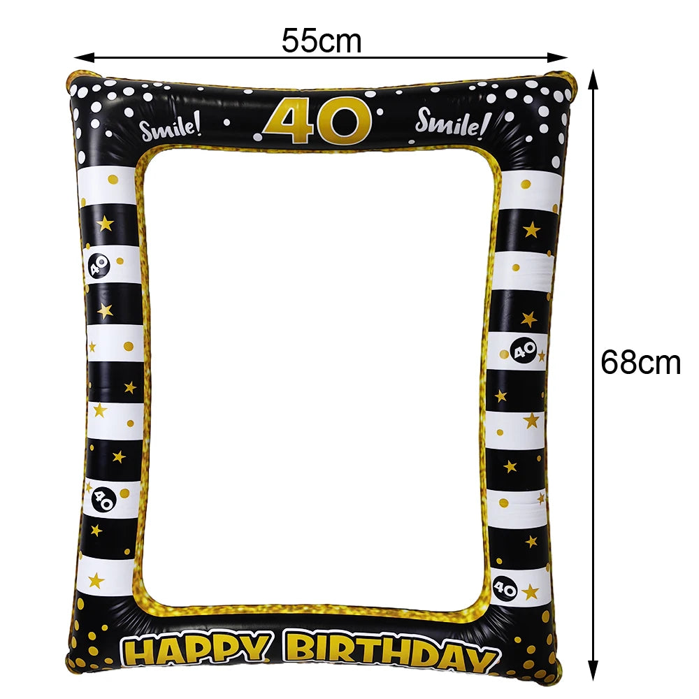 40th Birthday Party Gold Black Birthday Number Paper Box Banner Balloons Birthday Party 40 Year Old Birthday Party Decoration