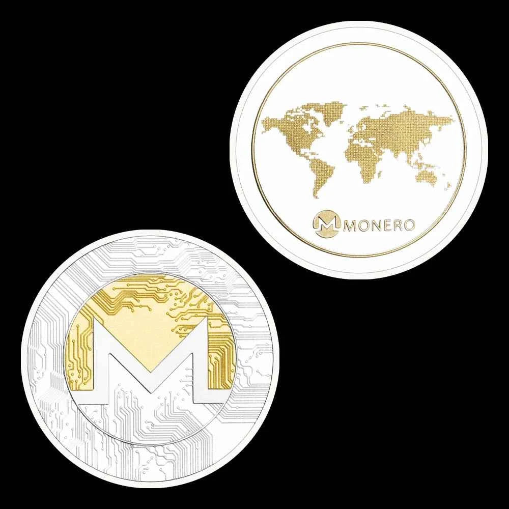 1 Piece Monero Coin Cryptocurrency Coin Physical Crypto Collectible Gift Silvery Plated Coin Commemorative Coin