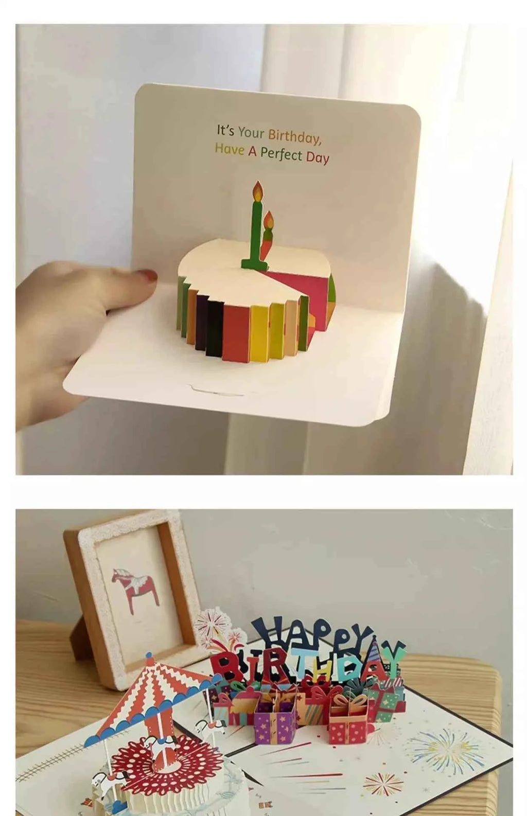 Happy Birthday Greeting Cards 3D Pop Up Card Birthday Cake Greeting Cards with Envelope Birthday Gifts to Family Friends Lovers