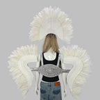 Carnival Elegant Ladies Feather Headdress Wings Two-Piece Role Play Catwalk Halloween Masquerade Carnival Party Suit