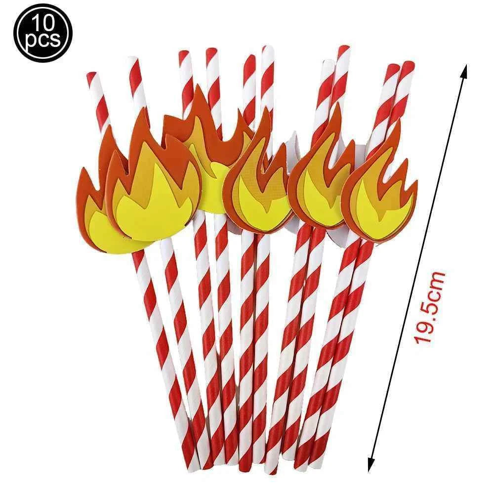 Fireman Birthday Party Supplies Firefighter Helmet Fire Hydrant Straws Cups with Lids Extinguisher Squirt Toys Fire Favors
