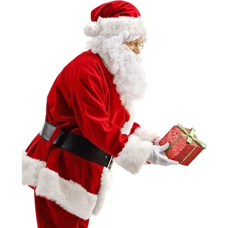 M-4XL Santa Claus Costume for Men Santa Suit Adults Mens Deluxe Professional Christmas Clause Outfit Xmas Cosplay Party Supplies - Big Tim's Magic Emporium
