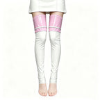 PU Faux Leather Patchwork Thigh-High Open-Foot Boot Stockings