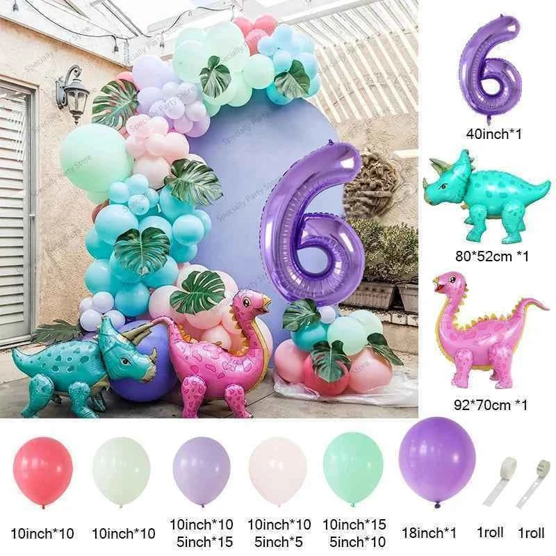 91pcs/Set Dinosaur Arch Garland Kit Animal Foil Balloon Childrens Birthday Party Decoration Supplies Air Globos Kids Toys Ball