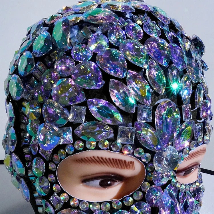 Super Shiny Rhinestone Full Face Headwear Mask
