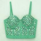 The Stardust Prism Siren – Glitter Crystal Bustier Corset Crop Top
