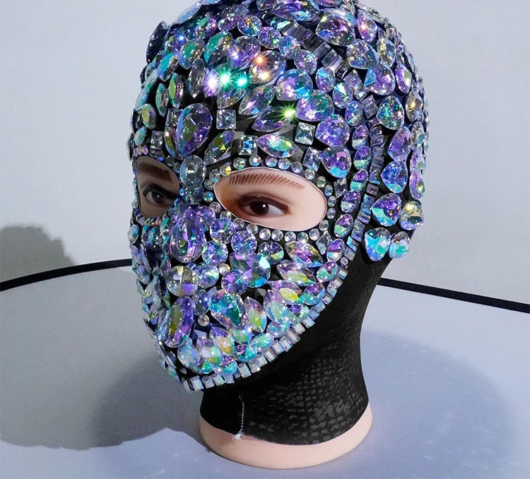 Super Shiny Rhinestone Full Face Headwear Mask