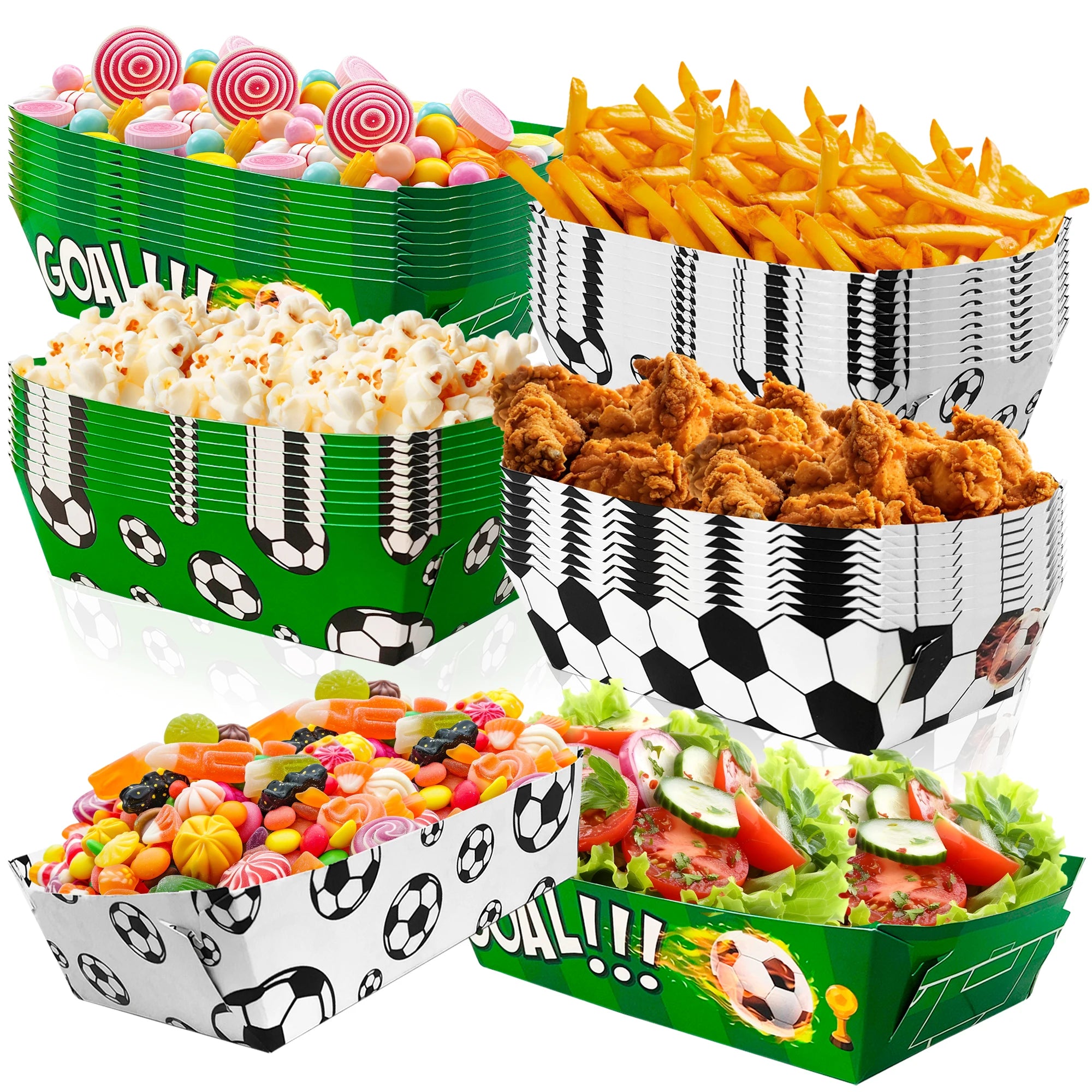 36 Pcs Soccer Party Favors Large Soccer Plates Paper Trays Serving Tray Soccer Party Nachos Food Boats Disposable Soccer Bowls - Big Tim's Magic Emporium