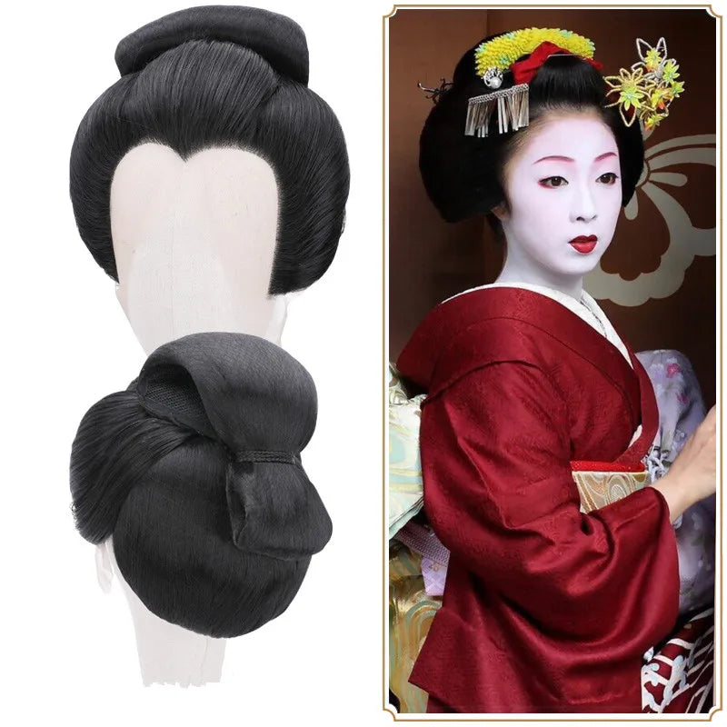 Top Quality Black Geisha Hair Product Women Japanese Kimono Accessories Halloween Cosplay Headdress Masquerade Carnival Party - Big Tim's Magic Emporium