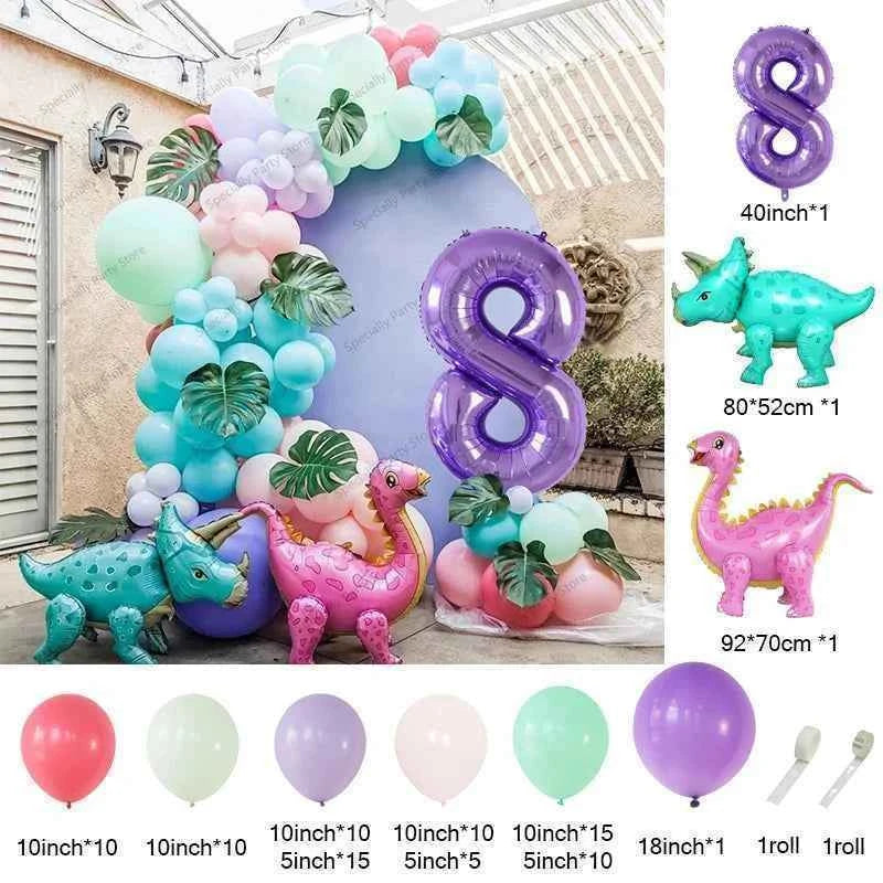 91pcs/Set Dinosaur Arch Garland Kit Animal Foil Balloon Childrens Birthday Party Decoration Supplies Air Globos Kids Toys Ball