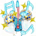 Music Party Decorative Balloons Music Note Laser Rainbow Heart Disco Guitar Foil Balloon Concert Music Birthday Party Blue