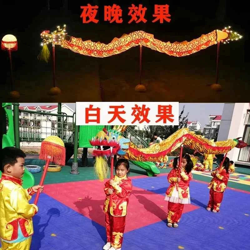 Dragon and lion dance props faucet Kindergarten stage performance Satin cloth dragon luminous nine dragon lanterns