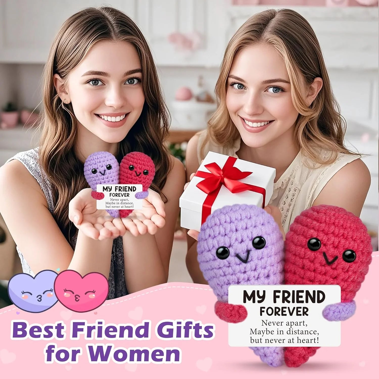 Funny Crochet Gifts for Forever Best Friend Birthday Gifts Decoration Cute Handmade Knitted with Card Emotional Friend Support - Big Tim's Magic Emporium