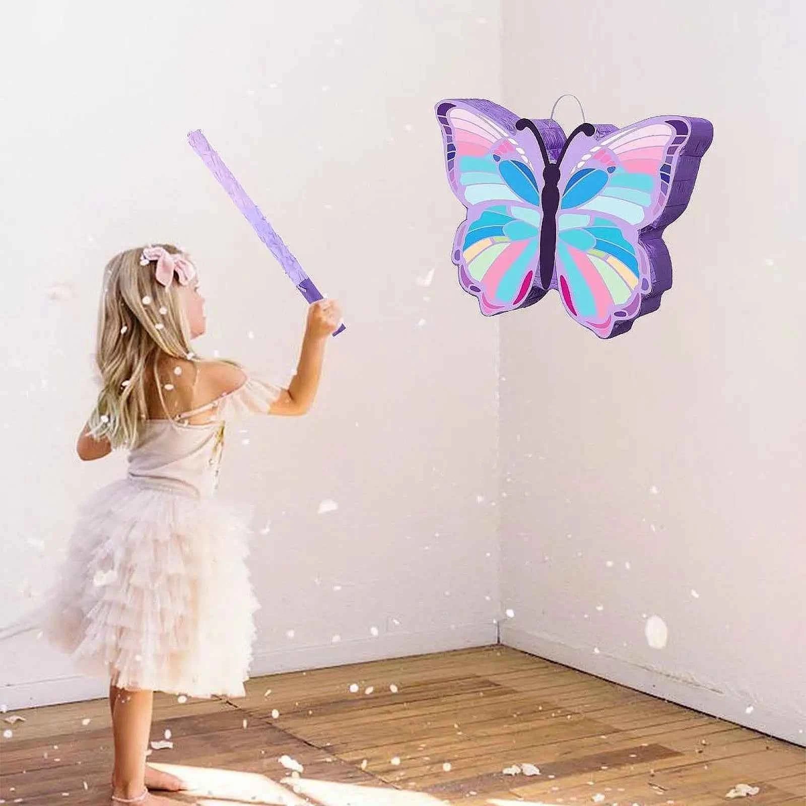 Butterfly Pinata Decorative Home Decoration Confetti Paper Pull String Pinata for Birthday Girls Boys Summer Celebration Festive