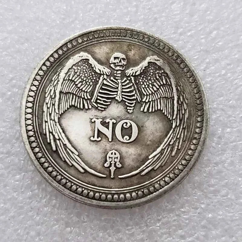 Yes/No Ouija Gothic Prediction Decision Coin All Seeing Eye or Death Angel Nickel USA Morgan Dollar COIN COPY Type Commemorative