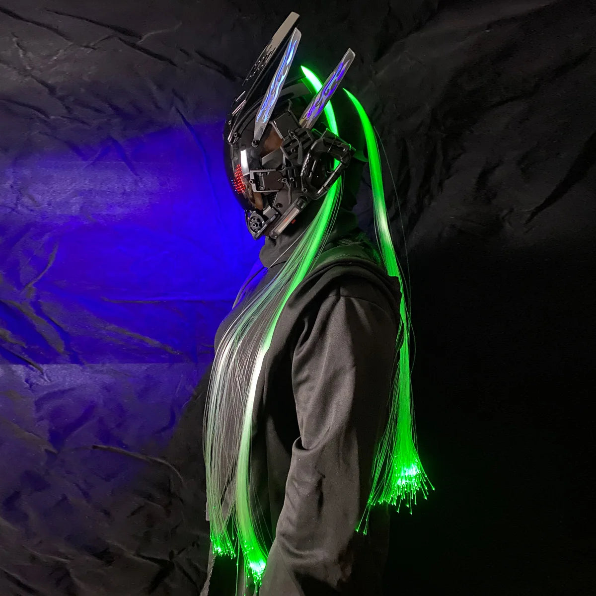 Cyber Punk Mask Mech Warrior Cosplay Helmet With LED Color Screen With Light Up Braids Cosplay Helmet Halloween Party Props Gift - Big Tim's Magic Emporium