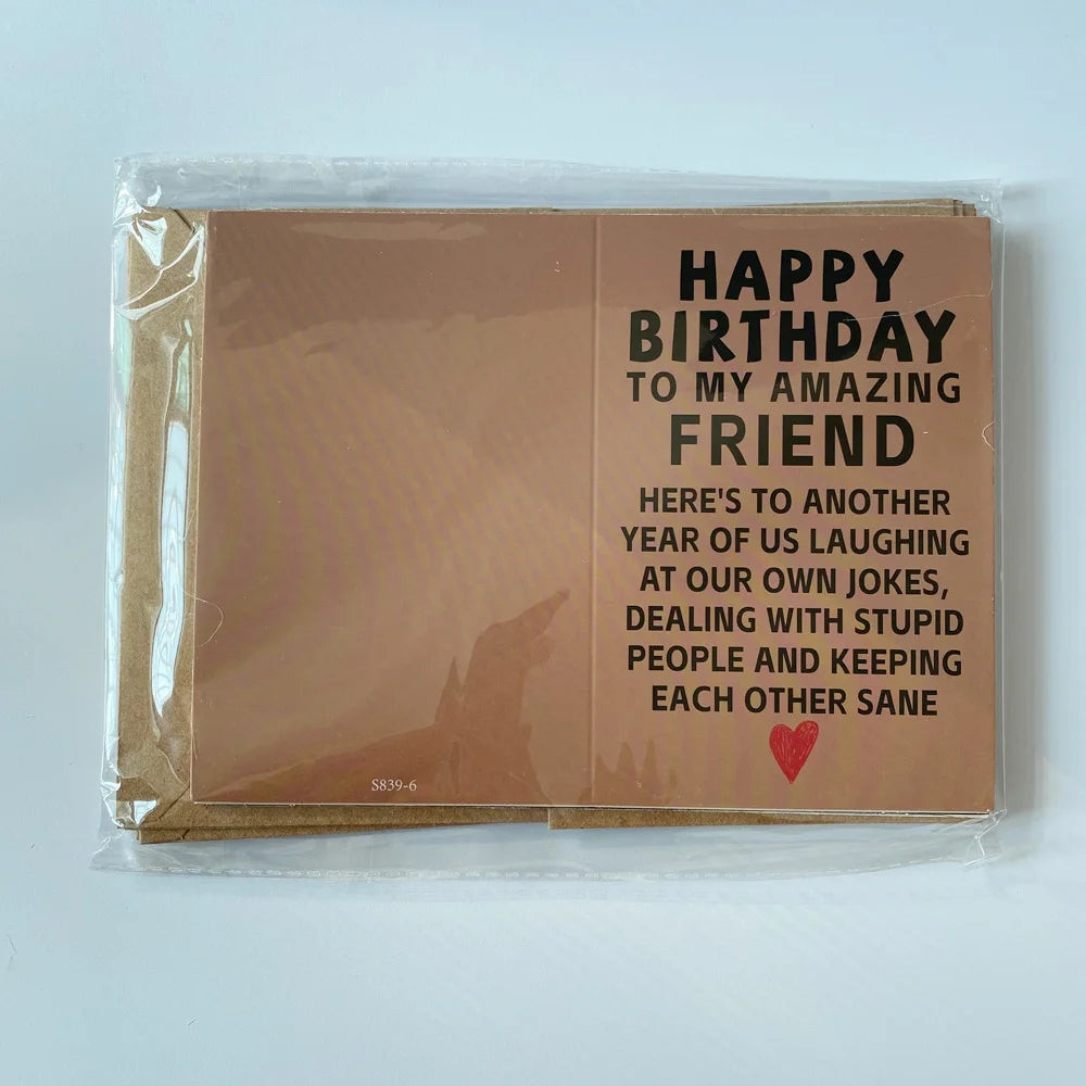 12pcs Happy Birthday Gift Cards Invitations Funny Text Greeting Congratulation Card Kids Adults Birthday Party Supplies Decor