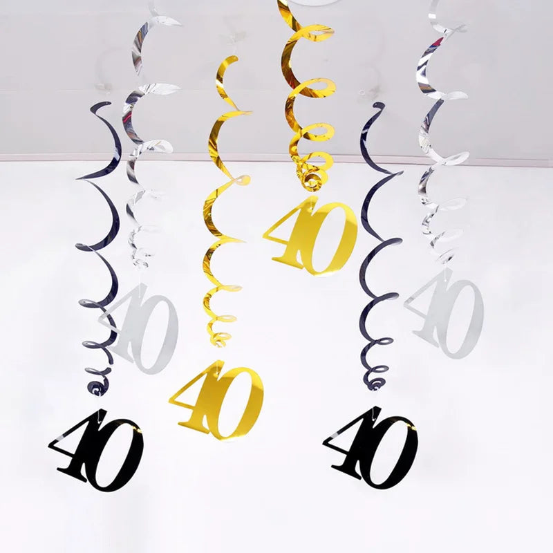 40th Birthday Party Gold Black Birthday Number Paper Box Banner Balloons Birthday Party 40 Year Old Birthday Party Decoration