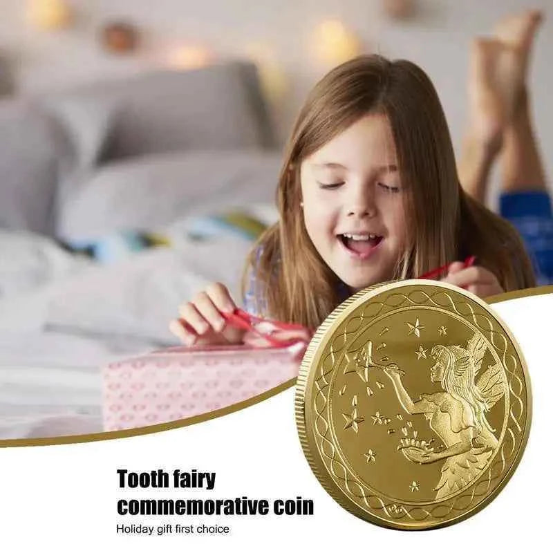 Tooth Fairy Gold Plated Commemorative Coin Creative Kids Tooth Change Gifts Physical Metal Coin Crypto Commemorative Coin