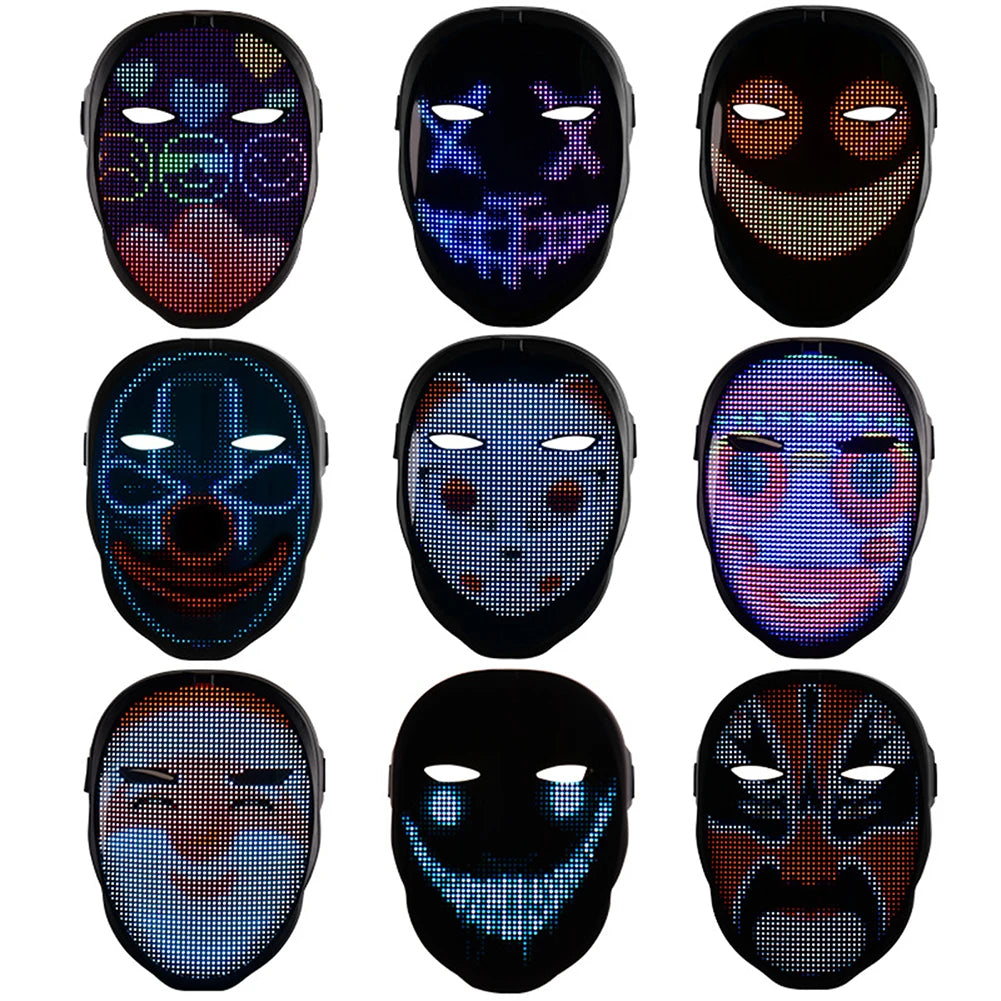 LED Party Mask Bluetooth-connected Programmable USB Charging Glow-in-the-Dark Mask Gestures Sensing Lights Up For Masquerades - Big Tim's Magic Emporium