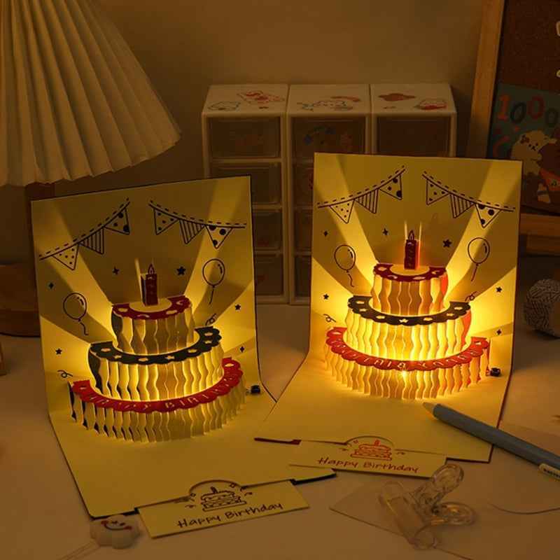 3D  up Happy Birthday Card Cake Festival Invitation Greeting Memorial Cards for Birthday Valentine Day Mother Day