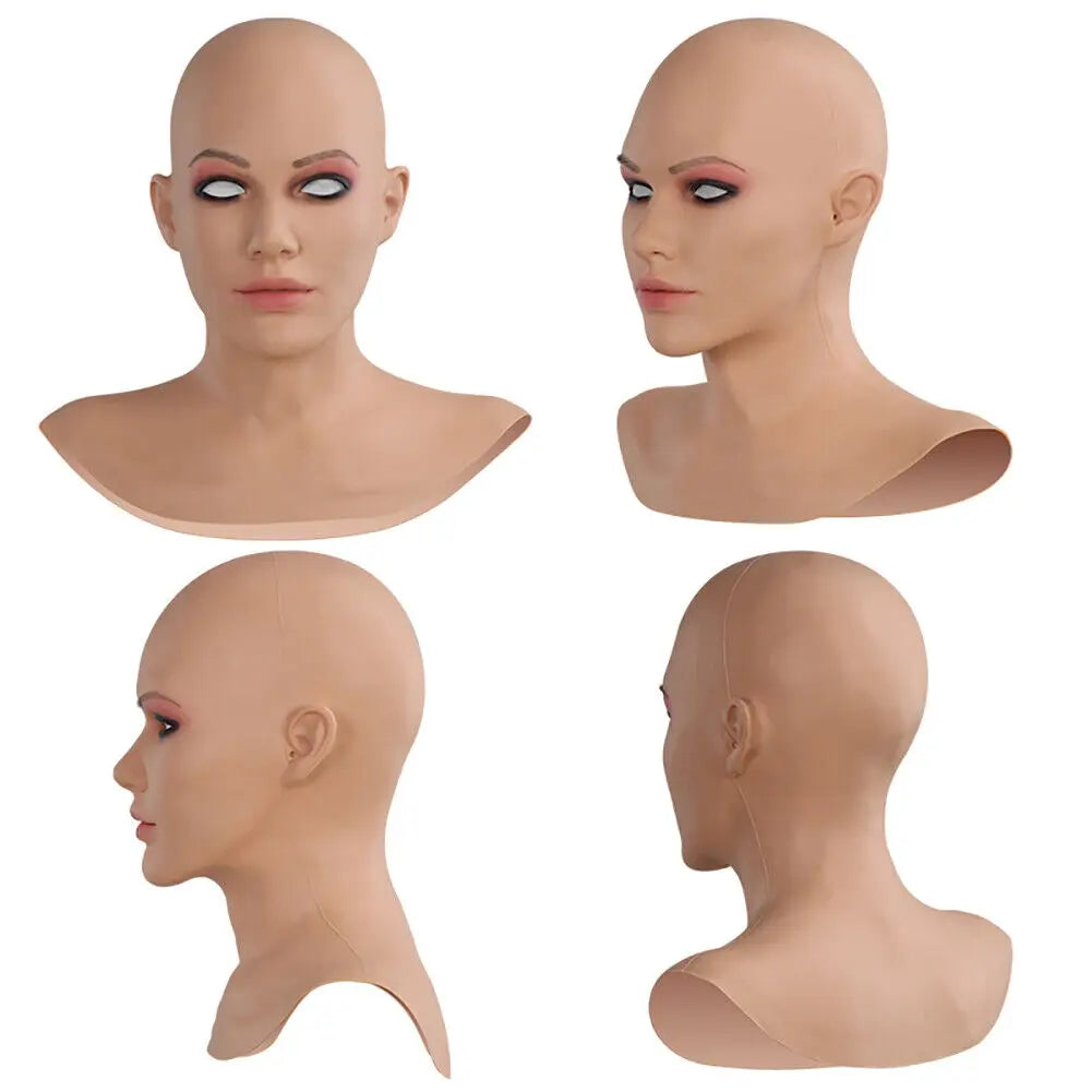 Realistic Silicone Mask With Neck Head Cover Makeup Crossdresser Cosplay Beauty Mask Collection Male to Female Full Head Mask - Big Tim's Magic Emporium