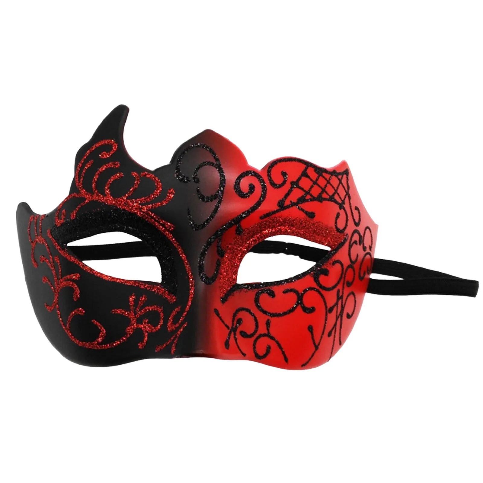 Half-Face Painted Men's Mask Painted with Shiny Powder Venice Style for Halloween Costume Supplies