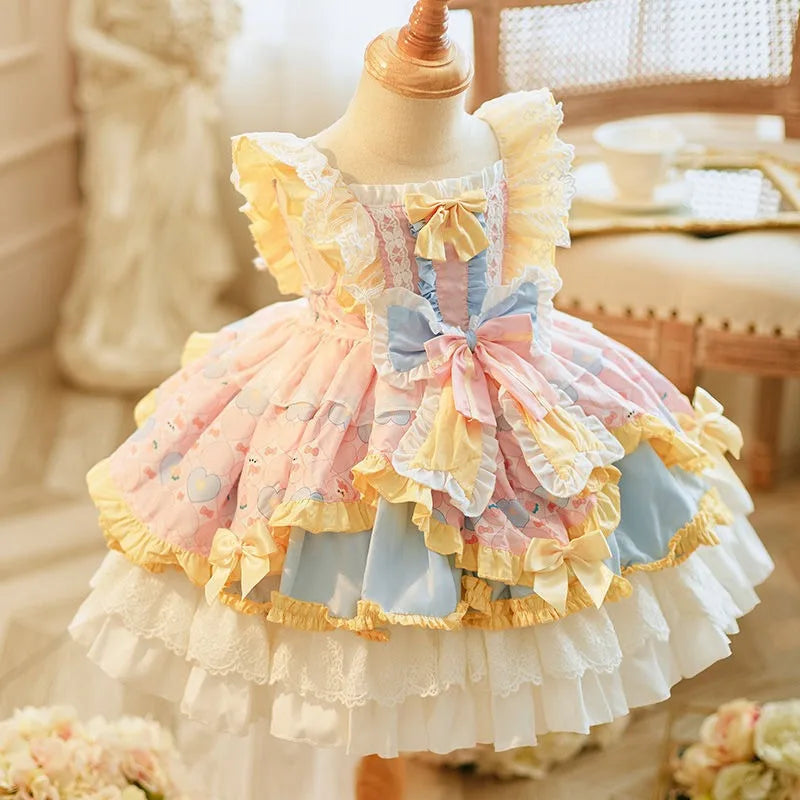 Pet Lolita Cosplay Costume Cute Princess Dress Cute Light Bow Tie Clothes Animals Role Play Outfit for Dogs Cat Holiday Party