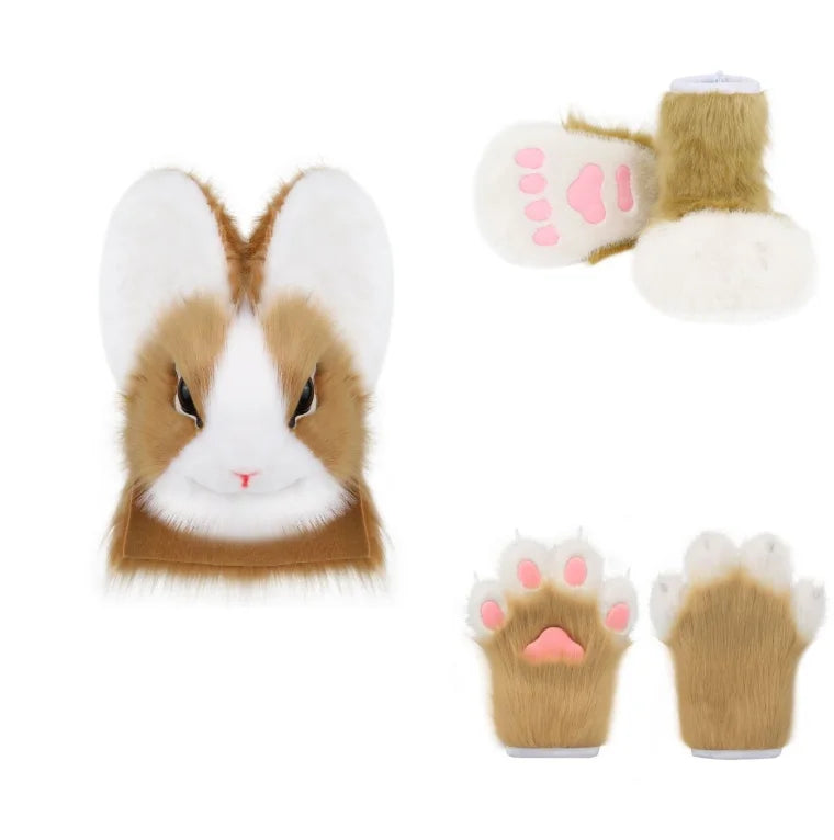 Original Realistic Furry Animal Fursuit Kigurumi Big Ear Rabbit Head Cover Cosplay Costume Halloween Wearable Accessories - Big Tim's Magic Emporium