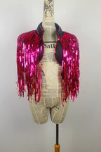 Metallic Sequin Tassel Showgirl Fringe Jacket – Unisex Stage Performance Crop Coat