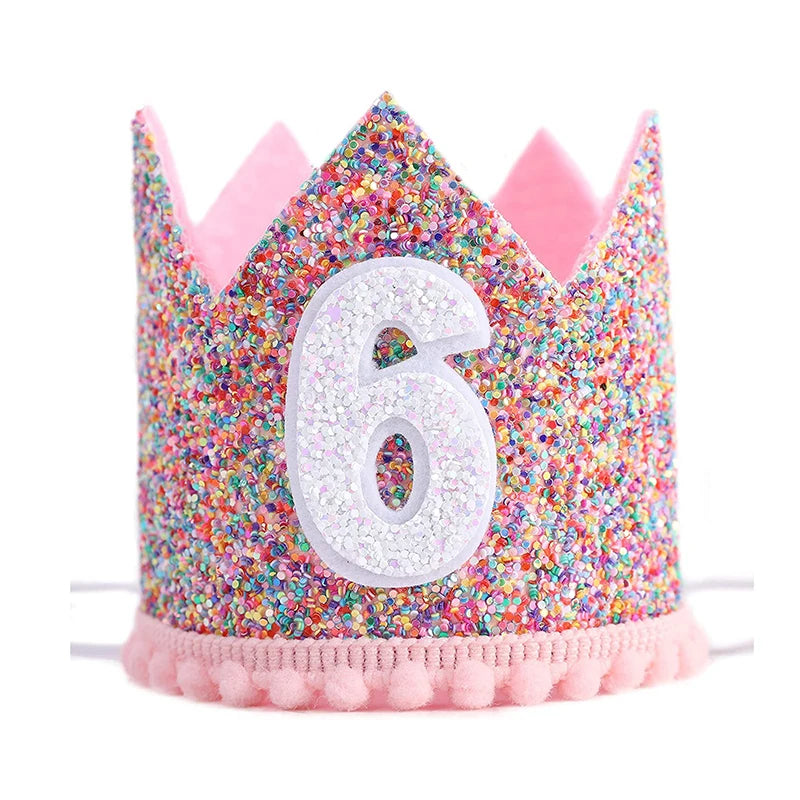 Birthday Party Hats Half Year Old Birthday Cap Baby Shower Princess Crown 1st 2nd 3rd 4th Year Old Number Kids Birthday Headband - Big Tim's Magic Emporium