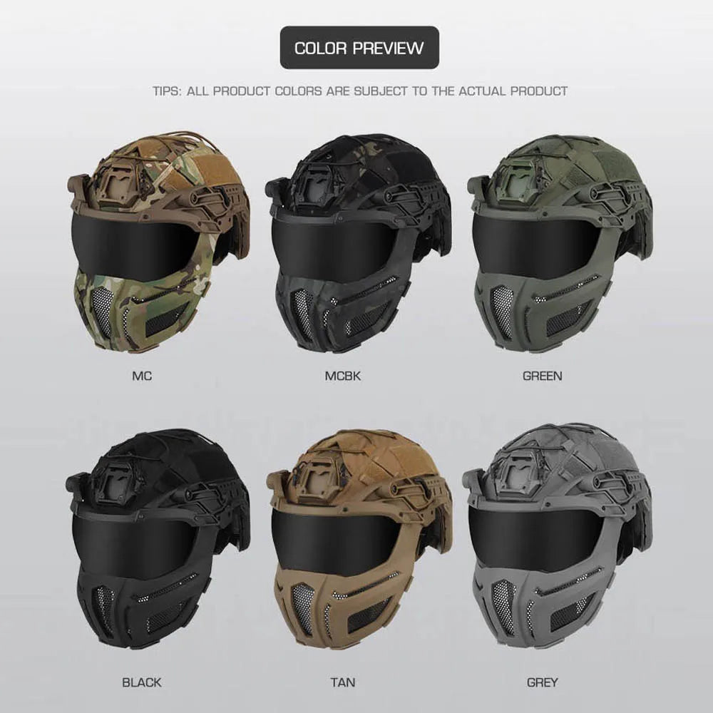 Tactical FAST Helmet Half Face Mask With Flip Goggles Black/Clear 2Pcs Lenses for Hunting Airsoft CS Game Paintball Mask Gear - Big Tim's Magic Emporium