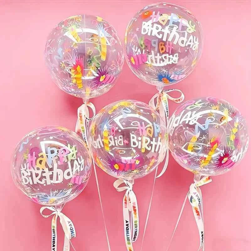 5/10 Colorful Happy Birthday Bobo Balloons Clear Round Transparent Bubble Balloons Mixed Color for Wedding Birthday Party Decor