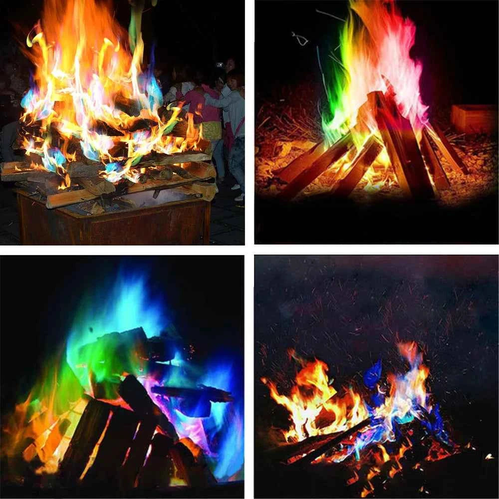 Mystical Fire Magic Tricks Color Flames Powder Bonfire Sachets Fireplace Pit Patio Toy Magician Pyrotechnics Party Glowing Props - Big Tim's Magic Emporium