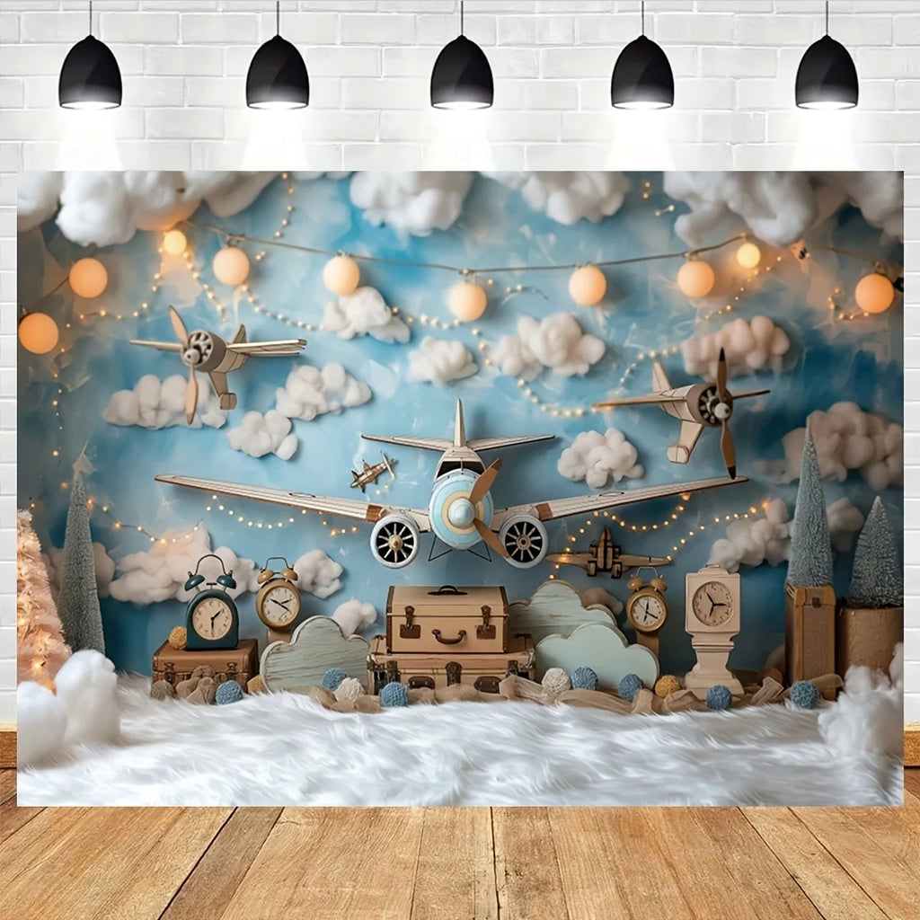 1PC, airplane travel party background, 1st birthday party flying dream background, travel birthday party background - Big Tim's Magic Emporium