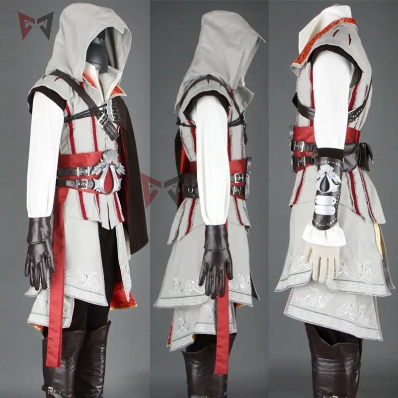 Hot Creedes Cosplay Costume Ezioes Assang Connoring Sweater Pants Coat 16 PCS Halloween Set For Man Women Custom Made - Big Tim's Magic Emporium