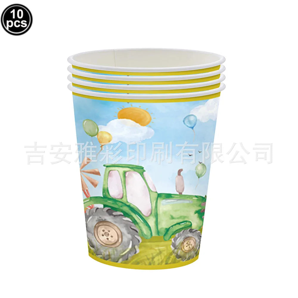 Tractor Party Paper Plates Cups Napkins Banner Tractor Birthday Party Supplies Tractor Themed Party Decor for Party Farm Party - Big Tim's Magic Emporium