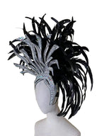 The Stardust Shadow Monarch – Premium Black Feathered Samba & Carnival Crown