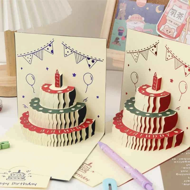 3D  up Happy Birthday Card Cake Festival Invitation Greeting Memorial Cards for Birthday Valentine Day Mother Day
