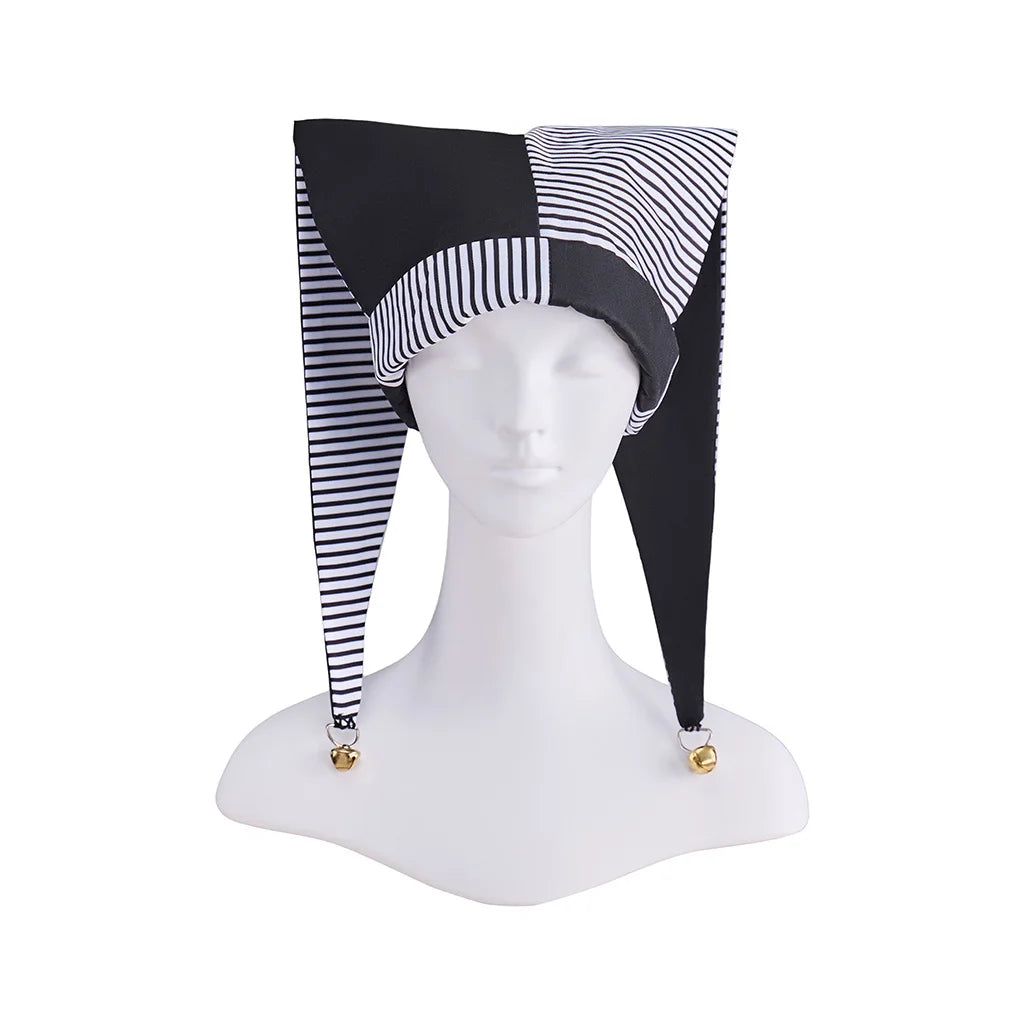 Jester Costume Hat Women Harlequin Jester Halloween Party Fancy Chessboard Lattice Jester Cap With Gold Bells Headpiece - Big Tim's Magic Emporium