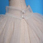 Shimmering Mesh Lantern Sleeve Bolero Shrug & See-Through Mock Neck Top