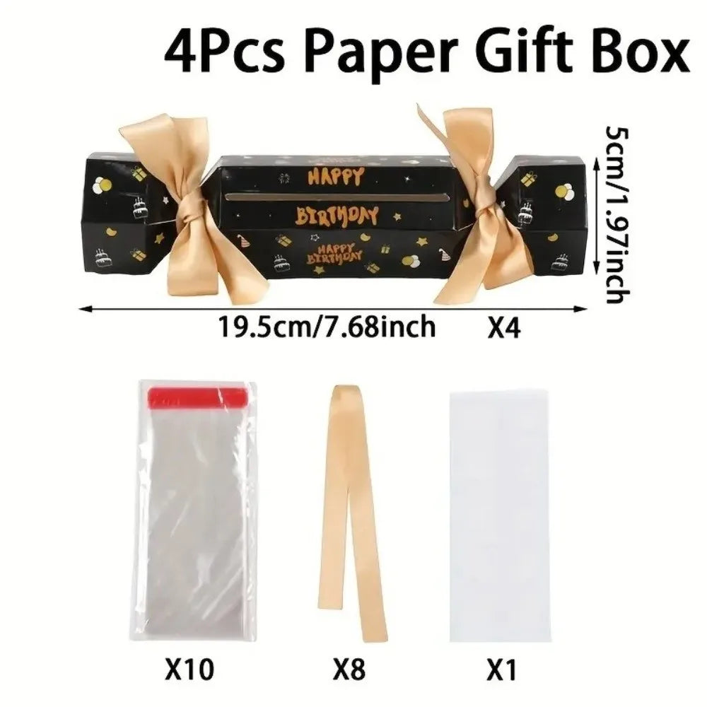 Party Gifts Candy Shape Birthday Money Box Black Gold Paper Money Gift Box Funny with Bags Pull Money Box Birthday Party