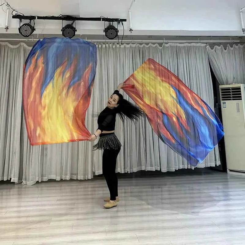 160*110cm Stage Props Flag Belly Dance Silk Veils Silk Wing Praise Flags Faith Worship Flags Veil Flag with Sticks