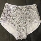 High-Waist Sequined Disco Briefs & Stage Performance Hot Pants