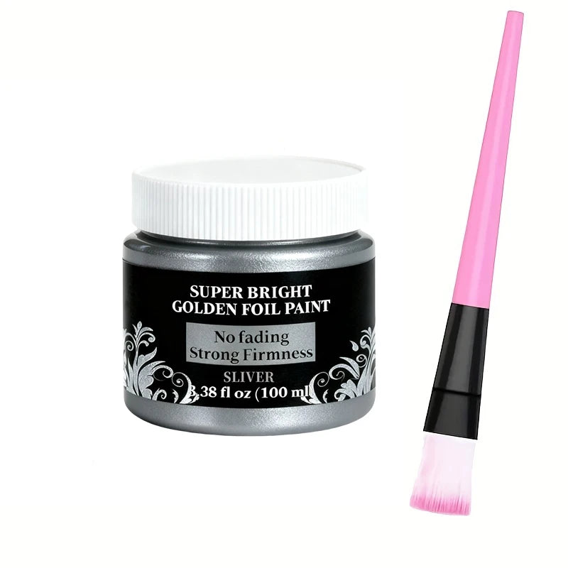 Waterproof 100ml/3.4oz Golden/Silver Paint Metallic Acrylic Paint | For Coloring DIY Hand Clothes Painted Graffiti Pigments