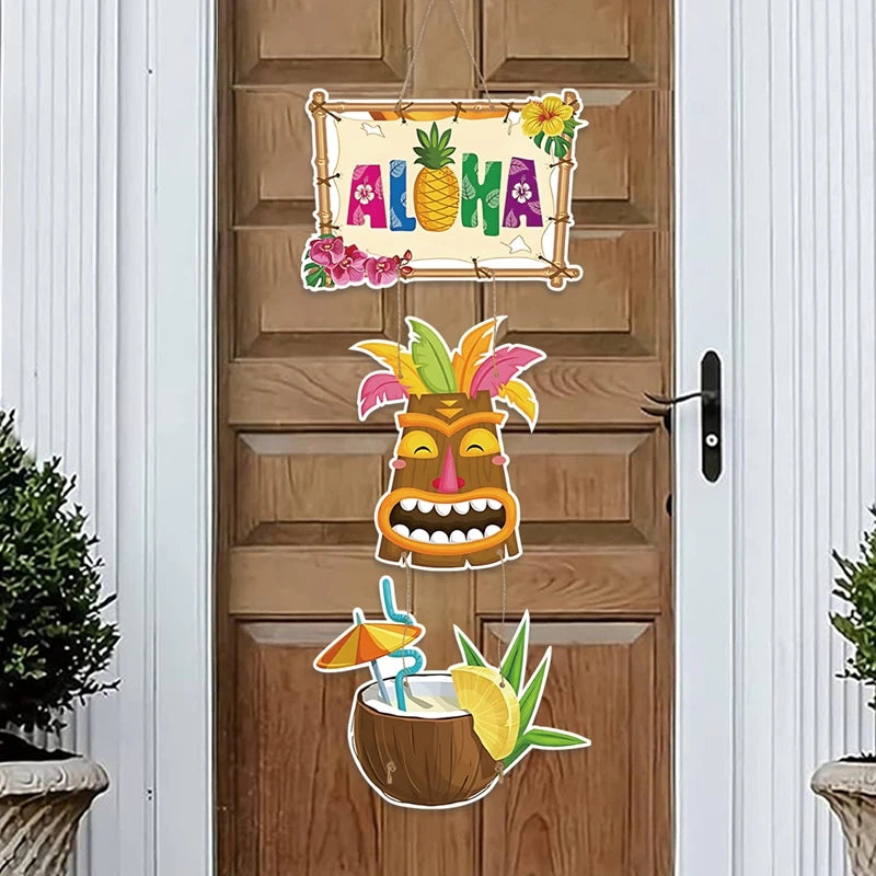 Hawaiian Party Paper Door Hanging Pendants Aloha Party Tropical Beach Party Banner Happy Summer Hawaii Birthday Party Supplies - Big Tim's Magic Emporium