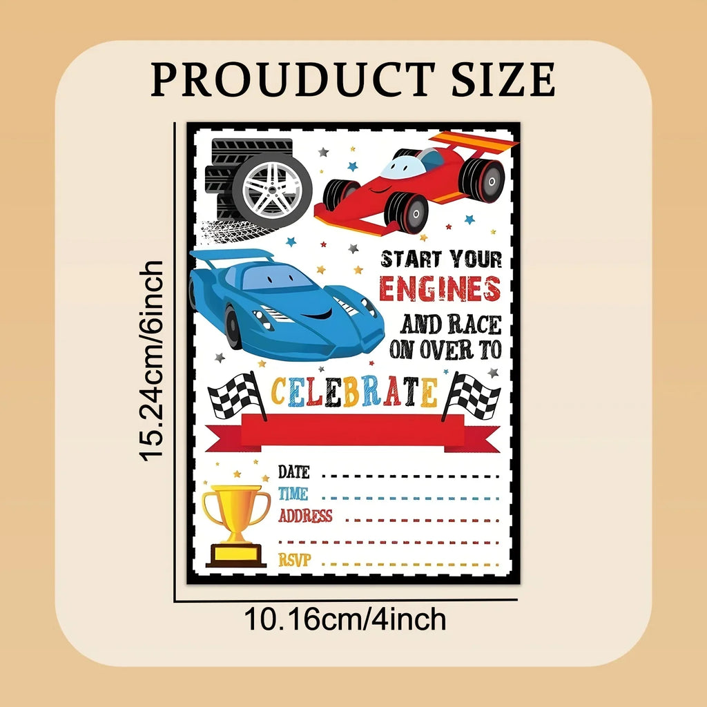 Racing Car Party Invitation Race Car Birthday Invitation for Boys Kid Men Cars Party Supplies Racing Birthday Invite Cards - Big Tim's Magic Emporium