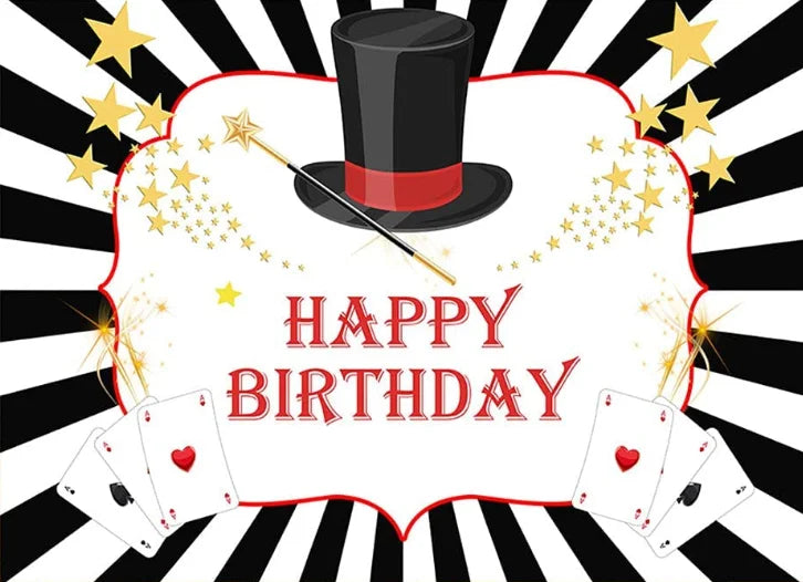 Black Magic Show Photography Background Poker Children 6th Birthday Party Backdrop Photo Studio Photocall Banner Custom