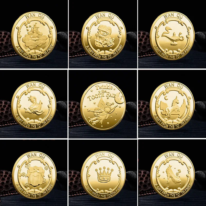 Tooth Fairy Gold Plated Commemorative Coin Creative Kids Tooth Change Gifts Physical Metal Coin Crypto Commemorative Coin