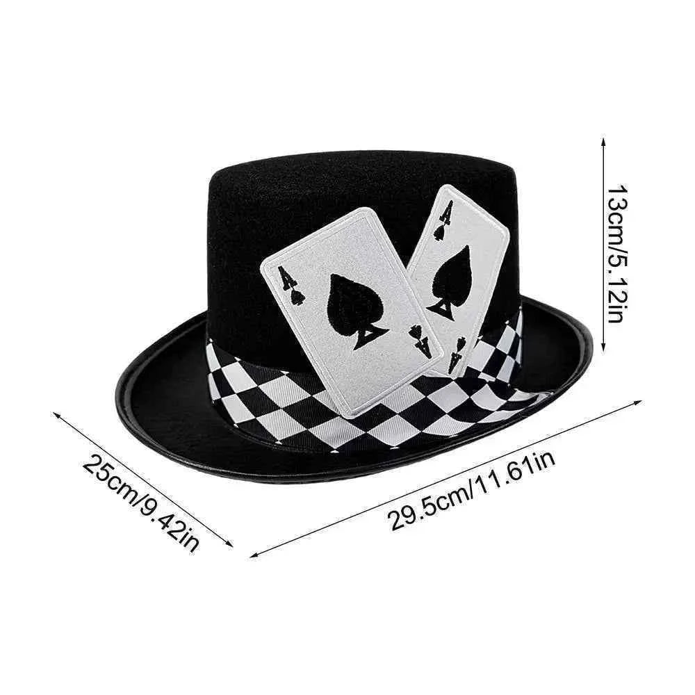 Magician Top Hat Poker Card Pattern Novelty Felt Top Hat for Amateur Hobbyists Theater Teachers Party Planners Cosplayers